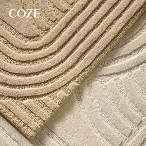 Tappeti Moderni di Lusso, Alta Gamma, Tinta Unita Beige, A Righe, Tuftati a Mano, Grandi per Soggiorno e Camera da Letto, Collezione 2025 - Product Image 4