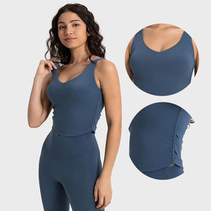 Extension <strong>Longline</strong> Women Fitness tank <strong>With</strong> Bra Elegant Gym Running Sport Tank Crop <strong>Top</strong> Padded Sports Bra tank - Product Image 1
