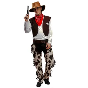 Men's handsome Cowboy party Costume Halloween Cos Dress Cosplay Western Cowboy For Adult