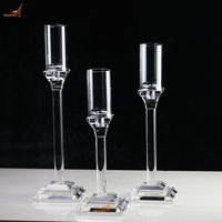 Lampe sur pied en verre cristal, abat-jour, centre de table, bougeoir transparent pour mariage - Grande Vente