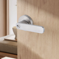 Manija de Puerta Interior Moderna con Palanca, Acabado Níquel Pulido, con Llave para Puerta Interior