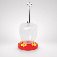 Tempat Makan Burung Kolibri, Wadah Nektar Transparan, Alas Bunga Merah, Lubang Makan Kuning, Pengait Gantung, Dekorasi Taman, Ramah Lingkungan, Anti Karat