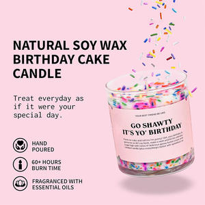 Aiguilles à <span class=keywords><strong>sucre</strong></span> personnalisées OEM naturelles 9oz Party Favors arrose le gâteau d'anniversaire bougies parfumées en cire de soja pour la proposition d'événements - Product Image 4