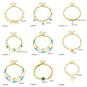 Fashionable Double Layer Pearl Heart Star Anklet Zinc Alloy Bezel Setting Gift Foot Ornaments - Product Image 5