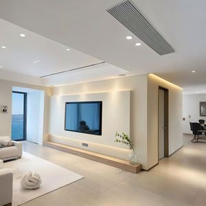 Meubles de télévision à moulures en bois blanc avec mur de toile de fond pour la maison, l'hôtel, le salon, l'affichage élégant dans les armoires - Product Image 3