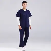 Top e calça cargo clássico, conjunto completo com decote em v, anti-rugas, cirúrgica, masculina, enfermeira, uniforme médica