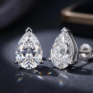 Pendientes de tuerca solitarios de moissanita redonda VVS de 3 ct, plata de ley 925, joyería fina para mujer, regalo de compromiso y boda, premium - Product Image 3