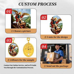 GIVELUCK Ciondolo Personalizzato con Icona Ortodossa di Santa Maria Goretti in Acciaio Inox Placcato Oro 18K, Medaglia del Santo Patrono della Purezza e della Perdono - Product Image 4