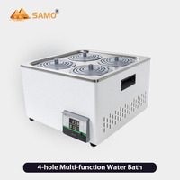 Bain-marie de laboratoire SAMO 8L à 4 trous en acier inoxydable 304, thermostat numérique RT+5 à 100°C, 1200W