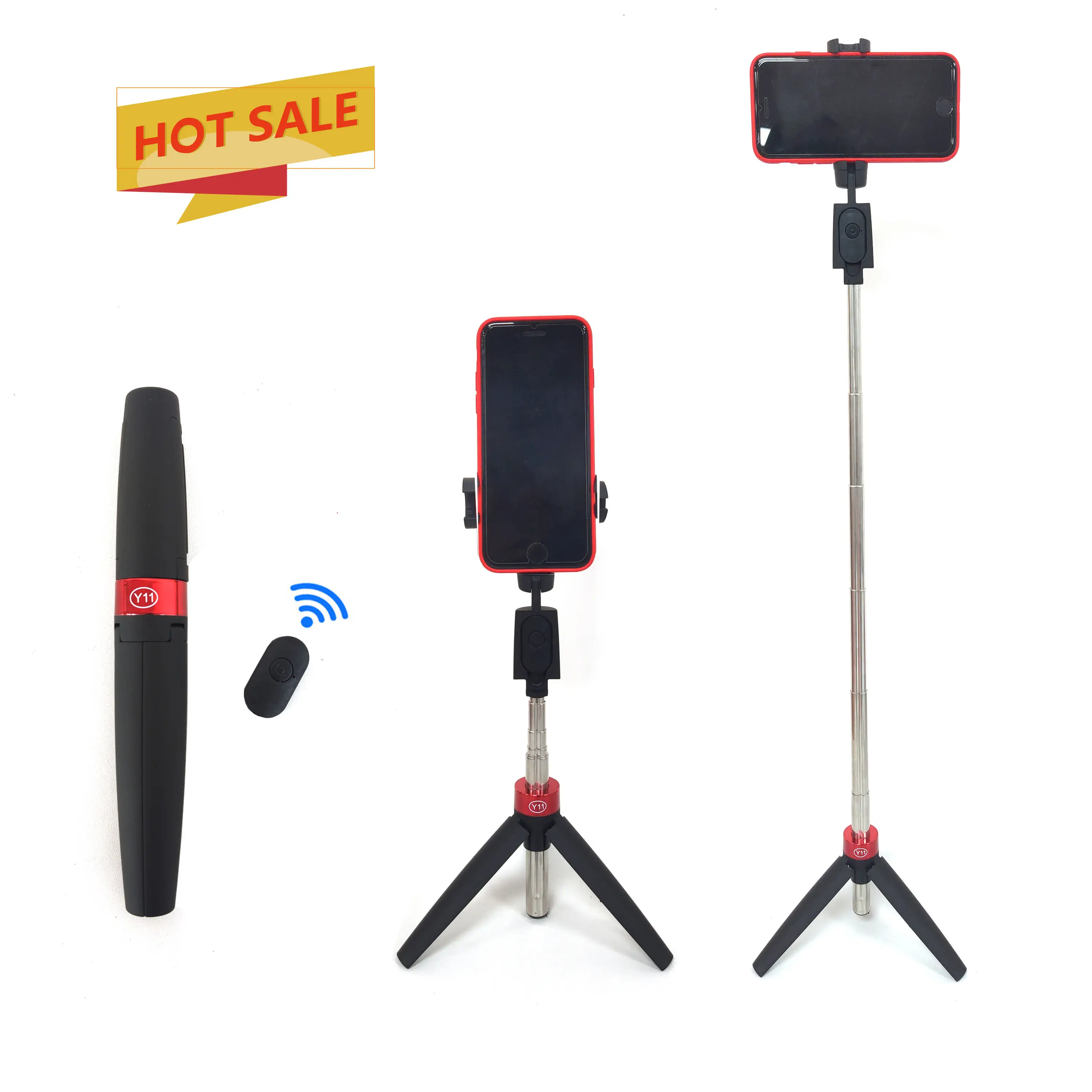 Amazon hot style Y11 selfie stick for 360 rotate foldable mini tripod with wireless remote control shutter