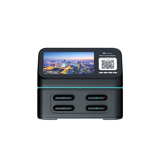 4-Slot Stackable Fireproof ABS Power Bank Rental Station Ad Screen Microphone Smart Watch Earphone Charging Kiosk 4G+WiFi