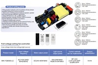 Contrôleur de ventilateur BLDC pour moteur DC24V avec module d'éclairage 19V, entrée large bande 110-240V, télécommande RF433 + 2.4G + application Tuya, certifié CE CB ETL