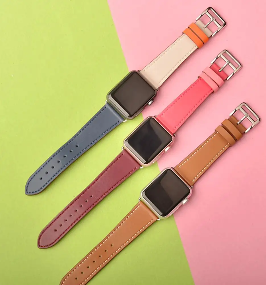 Jmax Barenia-Correa de cuero con hebilla de acero inoxidable para Apple Watch, correa de reloj de estilo herme-s, correa para Apple Watch de 42, 38, 40 y 44 mm