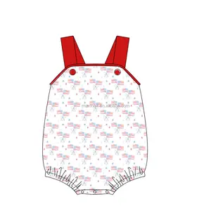 בגדי ילדים בסגנון קיץ ה-4 ביולי דגל אמריקה בוטיק תינוקות בנות שמלות החלקה ללא שרוולים