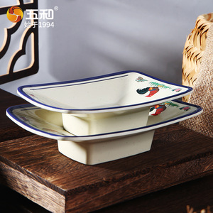 Wuhe Classic Melamine Dinnerware Set Rooster Pattern Rectangular <b>Plates</b> Bowls Cups For Daily Use Banquets Restaurants - Product Image 2