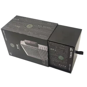 High Quality Luxury Custom Black Cardboard Rigid Drawer Box Spot UV Matte Lamination Custom Printed With EVA Insert