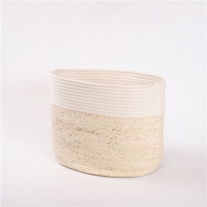 Hot Sale hand-made Woven Straw rope cotton rope storage baskets
