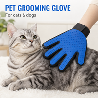 Gant de toilettage multi-usage en plastique souple pour chats et chiens, brosse anti-poils à cinq doigts, éliminateur de poils, gant de massage Gauche/Droite