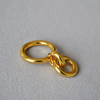 Bague double géométrique minimaliste en laiton plaqué or pour femme, style vintage et tendance, vente en gros usine