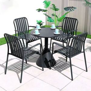 Outdoor Dining Set-Square Table 4 <b>Chairs</b> Aluminum Frame Industrial Design Weather Resistant UV Resistant Customizable Hotel - Product Image 2