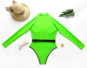 Vlink femmes OEM marque privée logo personnalisé maillot <span class=keywords><strong>de</strong></span> <span class=keywords><strong>bain</strong></span> une pièce à manches longues fermeture éclair avant col haut maillots <span class=keywords><strong>de</strong></span> <span class=keywords><strong>bain</strong></span> Sexy chaud Bikini - Product Image 6