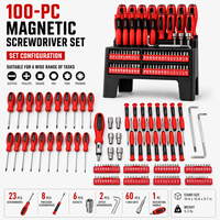 Jeu de 100 tournevis hexagonaux de précision en acier au carbone, usage industriel, magnétique, type coffret OEM, étui en plastique