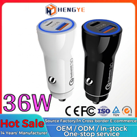 Chargeur de voiture double port Type-C 36W PD QC3.0 avec charge rapide pour téléphone portable et boîte