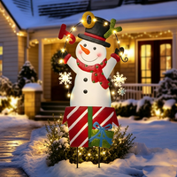 Décoration de jardin en fer forgé OEM ODM, motif Bonhomme de neige Joyeux Noël, pour extérieur et jardin avant-cour