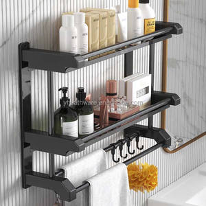 Đôi lớp thép không gỉ Matte đen treo tường vòi hoa sen Caddy phòng tắm lưu trữ Kệ - Product Image 2