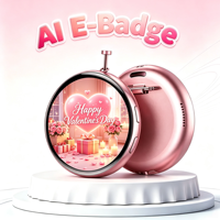 Badge numérique intelligent rechargeable Type C 400 mAh avec écran, service OEM, personnalisation DIY de photos et courtes vidéos, idéal pour les fans et les cadeaux.