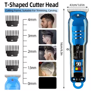 Tondeuse à barbe électrique transparente pour homme, sans fil, avec peigne limiteur réglable, kit de tondeuse à cheveux électrique domestique - Product Image 3