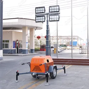 Best Selling 7m Mast 4x1000W Towable Mobile Light Tower With Diesel Generator