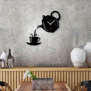 3D DIY Teapot Shape <b>Wall</b> <b>Clock</b> Acrylic Mirror <b>Clock</b> Modern Kitchen Home <b>Decor</b> <b>Wall</b> Sticker Hollow Digital <b>Clock</b> - Product Image 3
