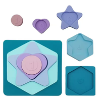 Jouet Montessori en silicone pour le tri avec nombre Puzzles Jouet éducatif de forme géométrique couleur multifonctionnel d'apprentissage des mathématiques