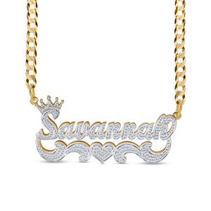 <span class=keywords><strong>Collana</strong></span> con Targhetta Personalizzata a Doppio Strato in Acciaio Inossidabile Bicolore Gioielli con Iniziali per Donne e Bambini - Product Image 1