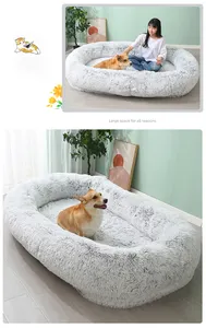 Custom Large XXL Luxury Orthopedic Dog Bed Human Size Waterproof Detachable Washable Donut Shape Soft Material Removable Cover