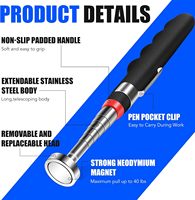 Kit d'outils de ramassage magnétique extensible, aimants néodyme de 40 lb de force de traction pour la réparation automobile et l'atelier