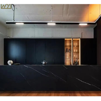 KINGS-WING Noir Marquina Marbre Grand Noir Plancher Escalier Carrelage Dalle Bureau Réception Comptoir Moderne Marbre