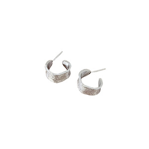Silver Ruitai S925 Sterling Silver C-Shaped <b>Cuff</b> <b>Earrings</b> Matte Finish For Women Everyday Wear Geometric Design - Product Image 5