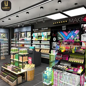 Diseño de tienda OEM para tienda de cosméticos pequeña con productos para el cuidado de la piel Estante de exhibición Dibujos técnicos