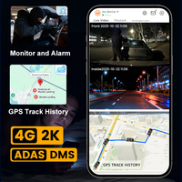 Caméra embarquée 4G à 3 canaux avec vision nocturne pour la gestion de flotte de véhicules sur CMSV6, fonction BSD et ADAS, compatible avec carte SD jusqu'à 512 Go
