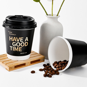 Vasos de Café Desechables Personalizados de 8oz, 10oz, 12oz, 16oz, 20oz y 22oz, Vasos de Papel de Doble Pared con Tapa para Cafeterías - Product Image 5
