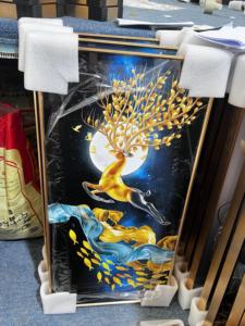 ภาพวาดศิลปะติดผนังกรอบสัตว์สีทองภาพแอบสแตรกต์ประดับคริสตัลพอร์ซเลนสำหรับตกแต่งบ้านโรงแรม - Product Image 3