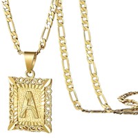 YML & Acier Inoxydable Initiale 18K Vermeil Plaqué Or Lettres Pendentif Collier Fleur Bord Carré Lien Anniversaires Bijoux
