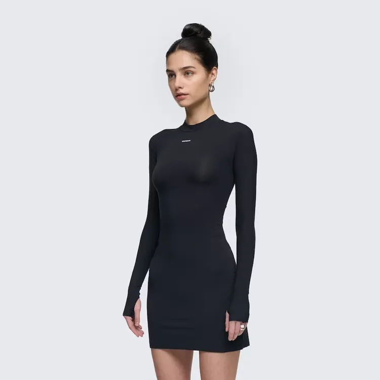 2023 Summer Women Mini Dresses Bodycon Fashion Black Long Sleeve Sexy Ladies Mini Dress