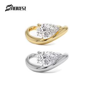 Anillo de Compromiso de Plata de Ley 925 con Diamante Moissanita de Corte Pera en Forma de Ola, Joyería Fina de Alta Calidad para Bodas, Venta al Por Mayor del Fabricante - Product Image 1