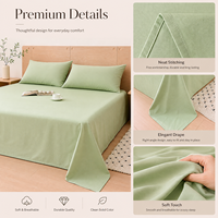 Drap plat Queen Size en percale 100% coton biologique, 1 unité, vert sauge, teint uni, léger, frais et durable – NOUVEAU