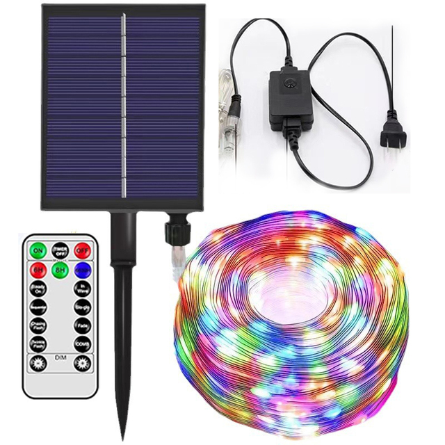 Solar Holiday Light Waterproof LED Christmas Halloween String Lights PVC Tube for Street House Balcony Fence Decoration Lighting