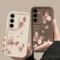 Coque en TPU souple papillon doré pour Samsung Galaxy A55 A54 A15 A56 A16 A35 A53 A25 5G S25 S24 S23 S22 Ultra Plus S23 FE housse de téléphone