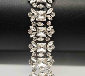 Tissu en dentelle perlée de luxe, <span class=keywords><strong>strass</strong></span>, paillettes, perles de verre - Adhésif thermofusible, style tige, forme œil de cheval <span class=keywords><strong>pour</strong></span> la couture de vêtements, garniture - Product Image 5